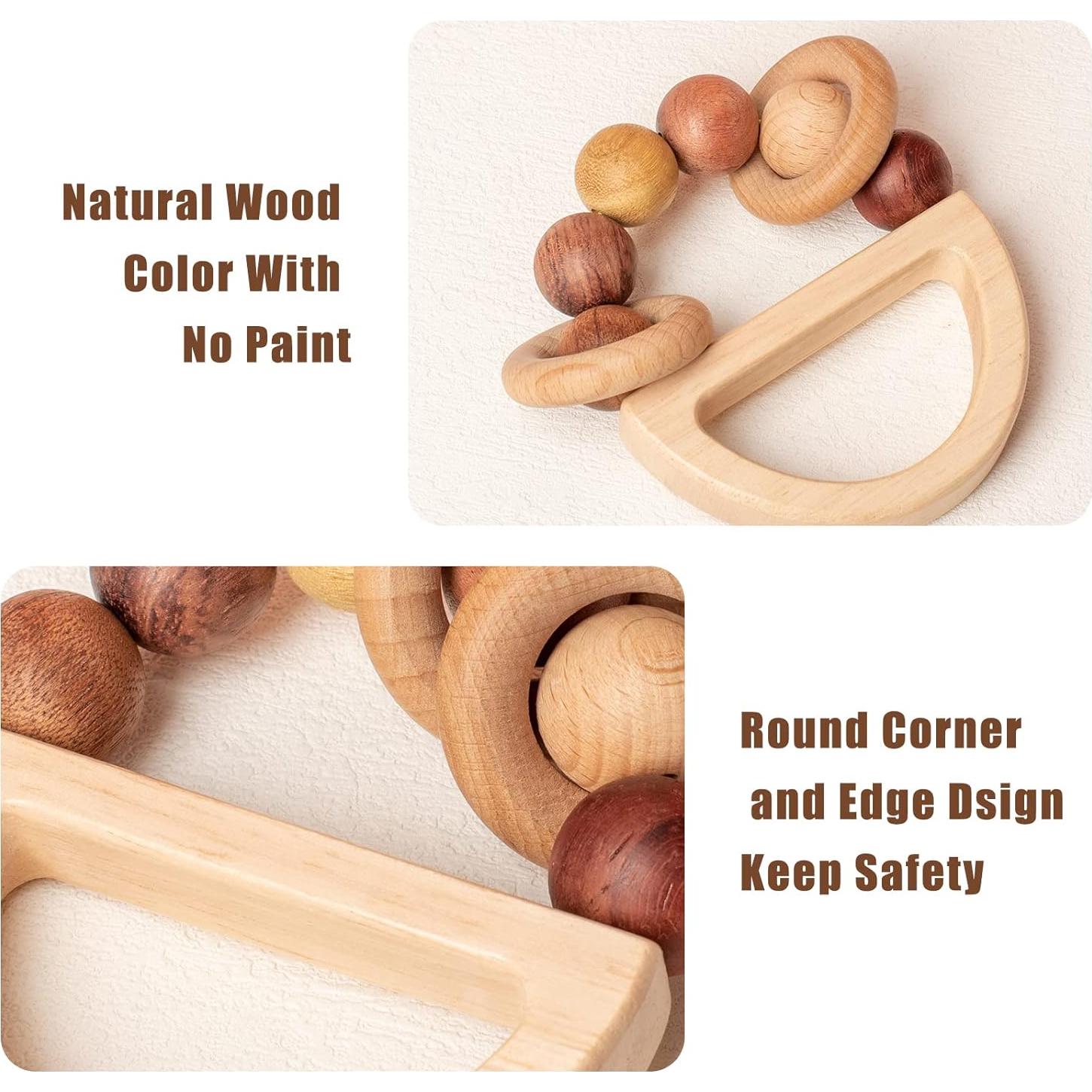 Sonajero de Madera Natural para Bebés 0-6 Meses - Yourun