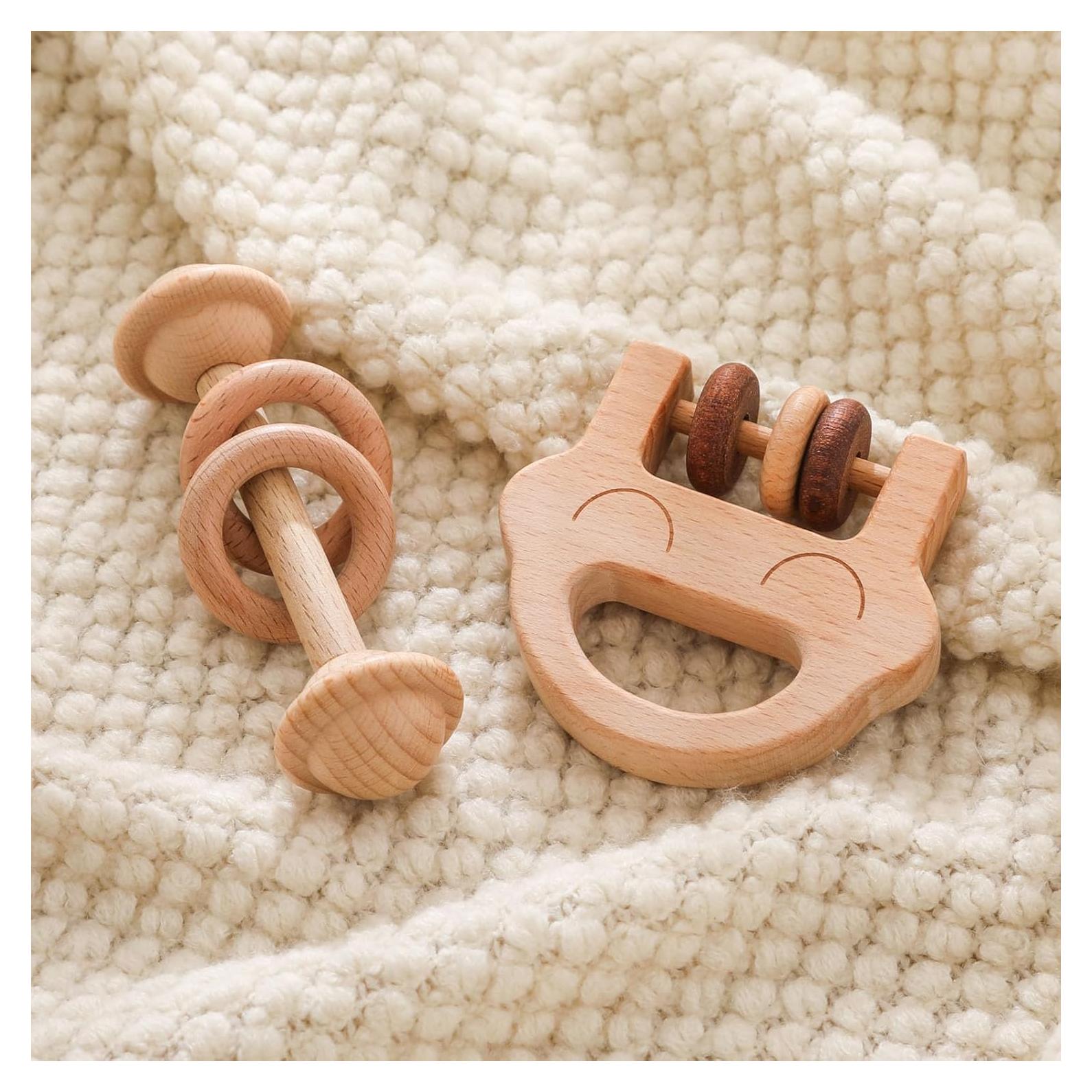 Sonajero de Madera Chriswell 2PCS para Bebés - Juguete Montessori