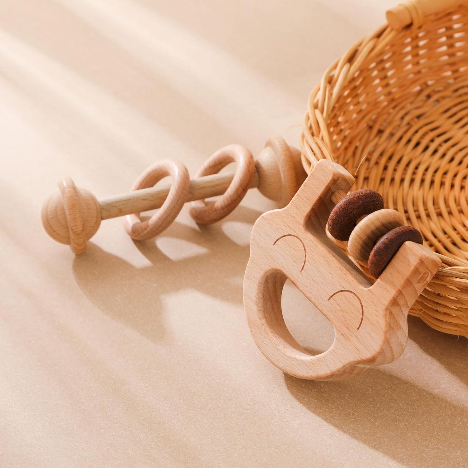 Sonajero de Madera Chriswell 2PCS para Bebés - Juguete Montessori