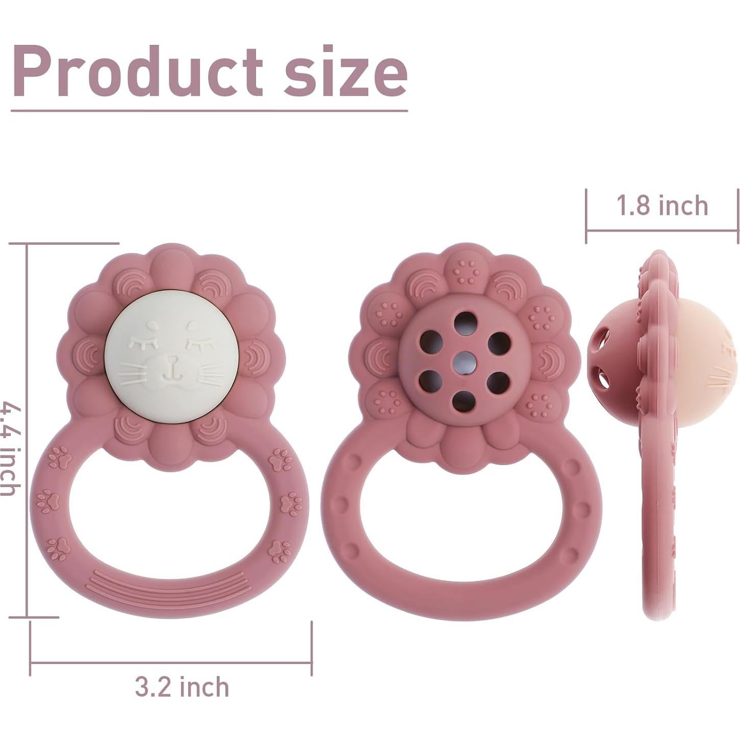 Sonajero Mordedor León Dirbabi Silicona Grado Alimenticio 10.9x7.9cm