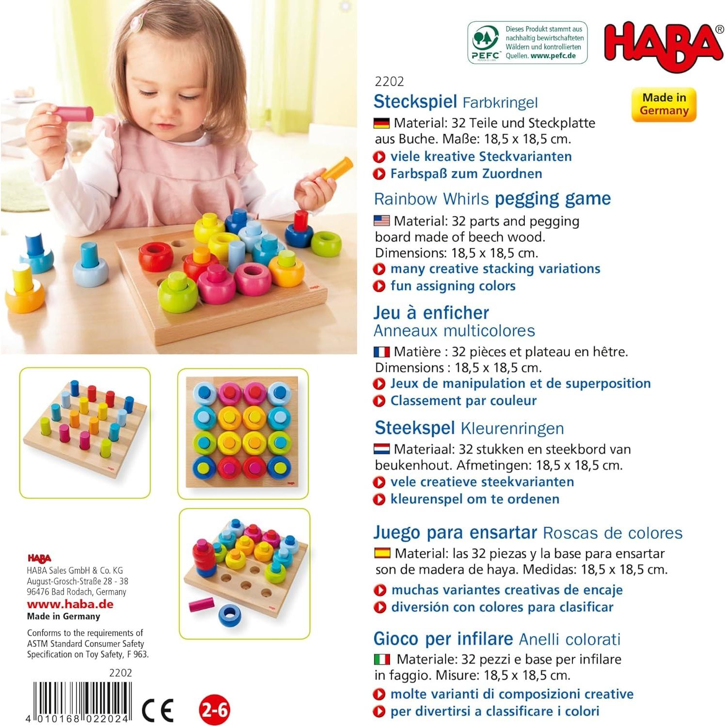 Juguete Educativo HABA Anillos de Clasificación de Madera 33 Piezas