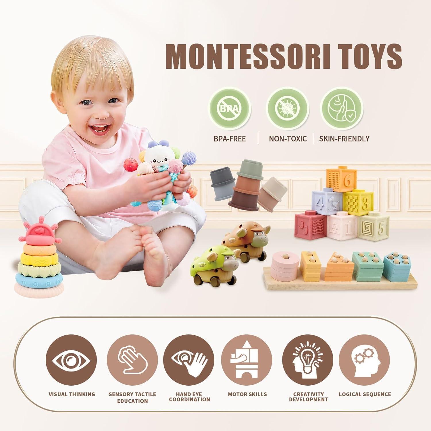 Set de Juguetes Montessori 8 en 1 LUCKFUTURE para Bebés