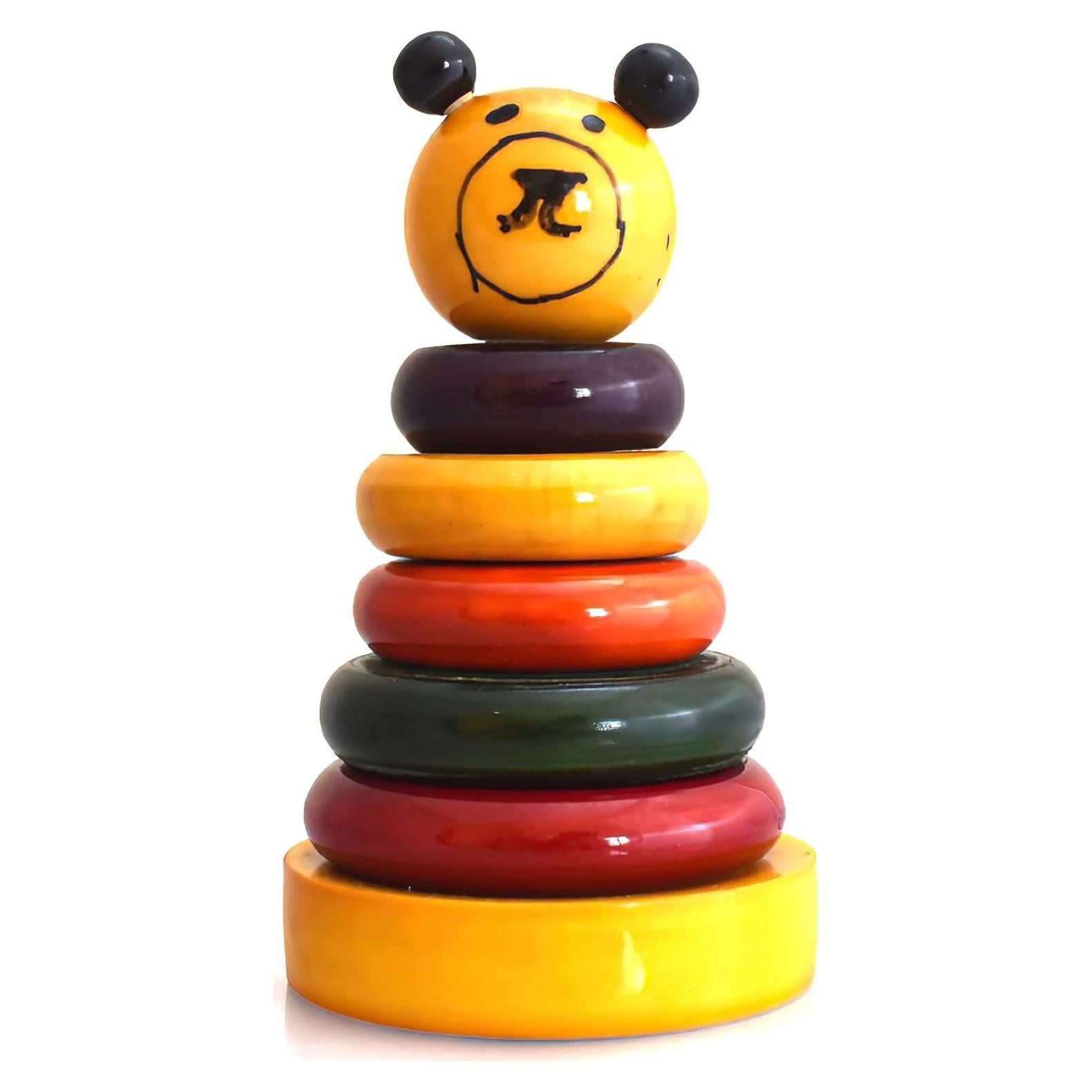 Torre de Anillos Apilable de Madera Palm Naki - Juguete Educativo