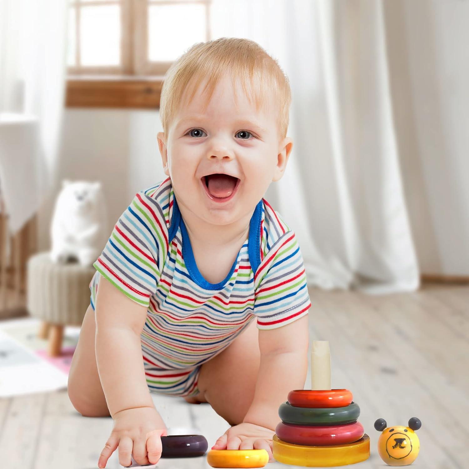 Torre de Anillos Apilable de Madera Palm Naki - Juguete Educativo