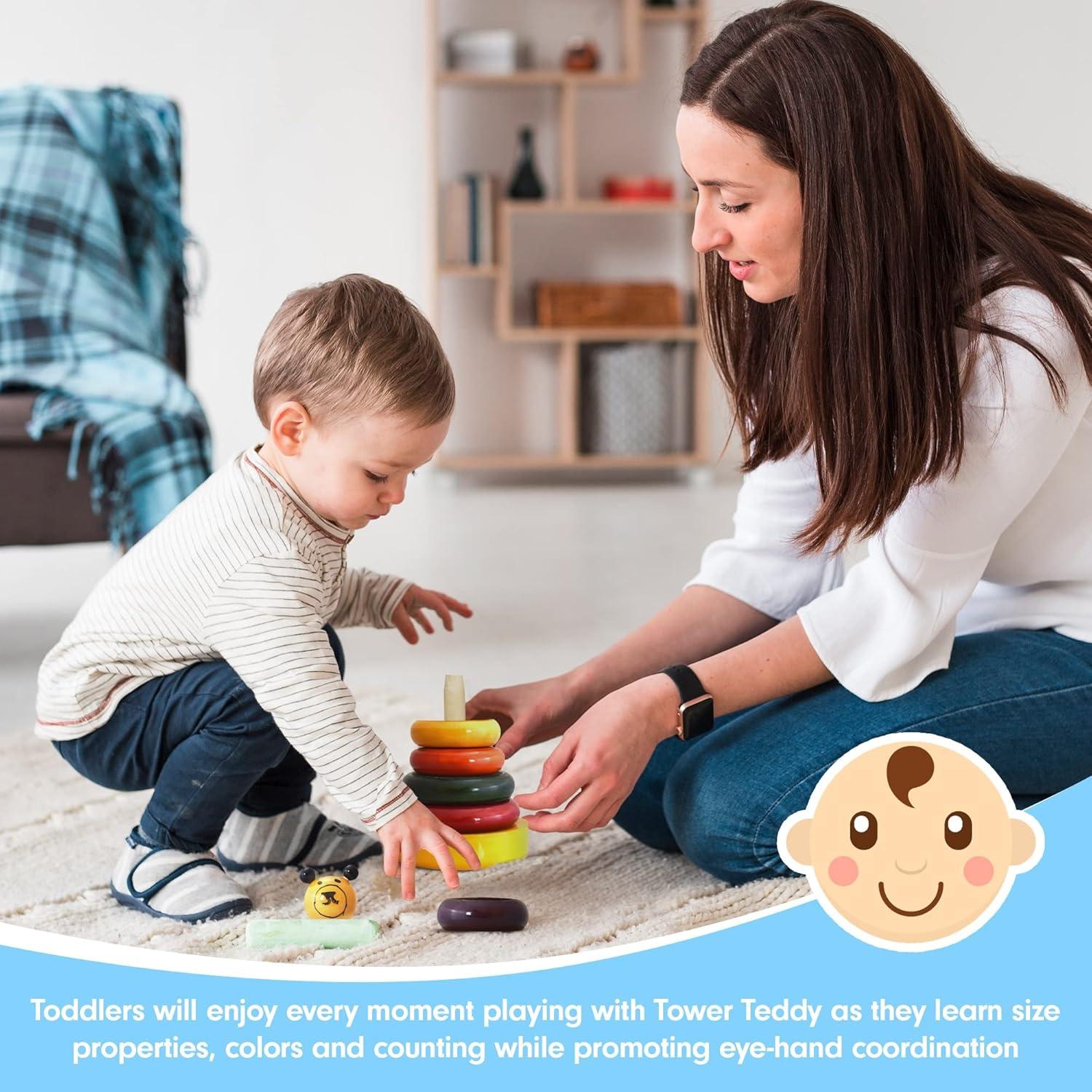 Torre de Anillos Apilable de Madera Palm Naki - Juguete Educativo