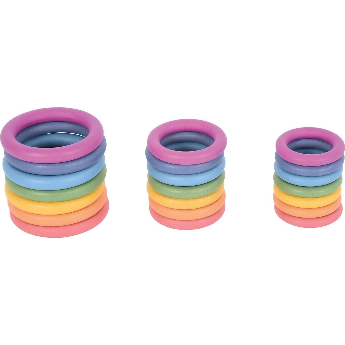 Set de 21 Anillos de Madera Arcoíris TickiT - 3 Tamaños