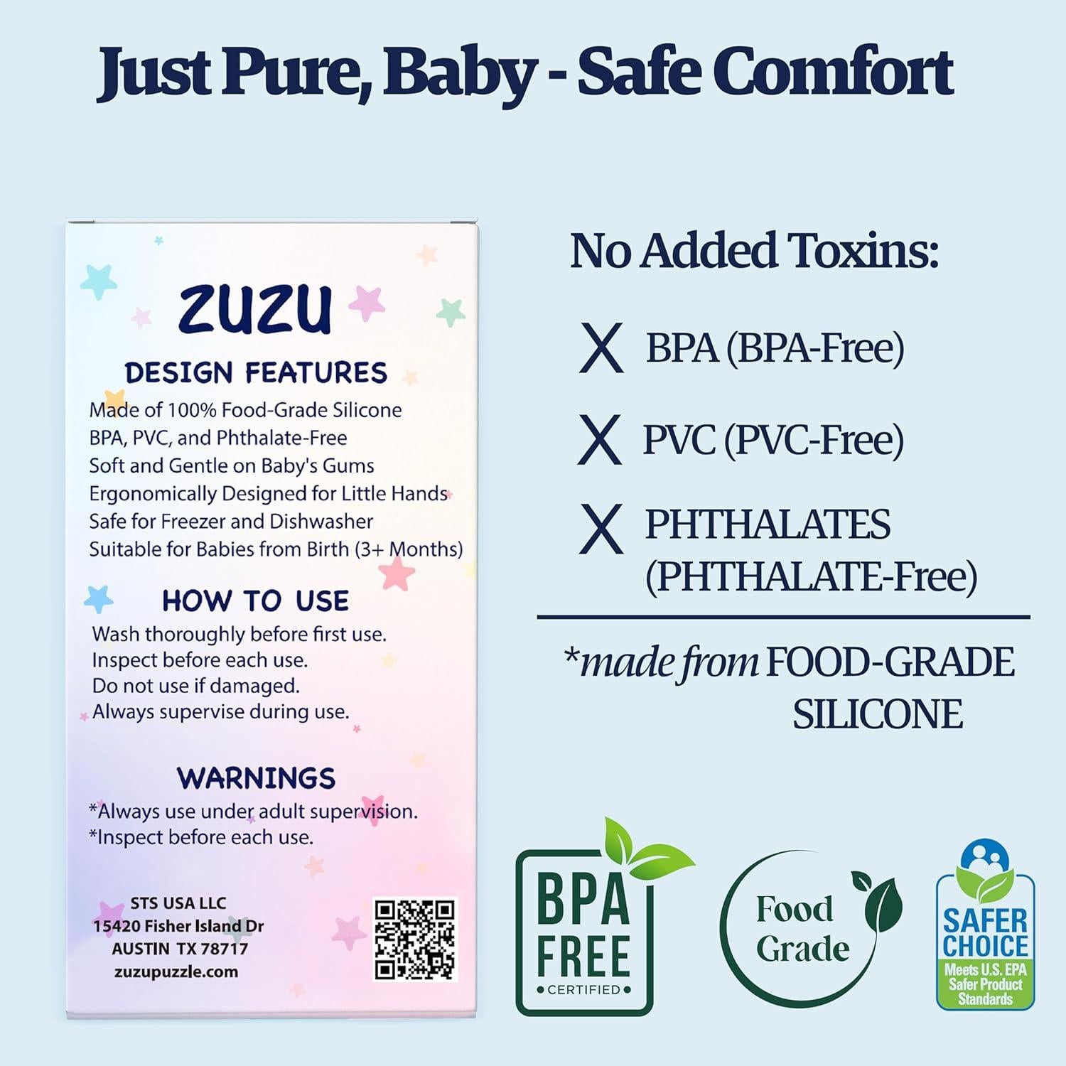 Mordedores para Bebés Zuzu - Silicona Grado Alimenticio 8 Piezas