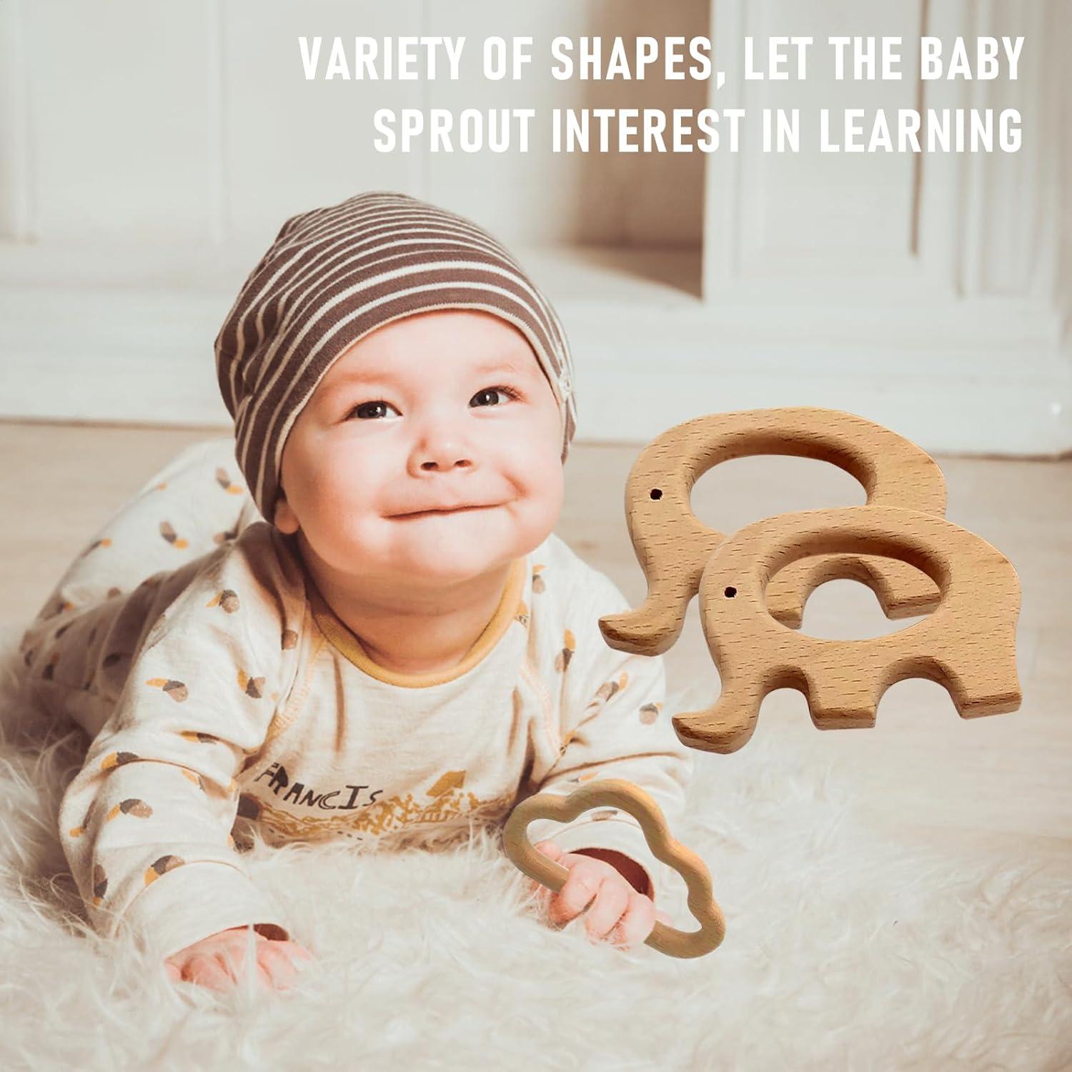 Set de 12 Mordedores de Madera Natural para Bebés