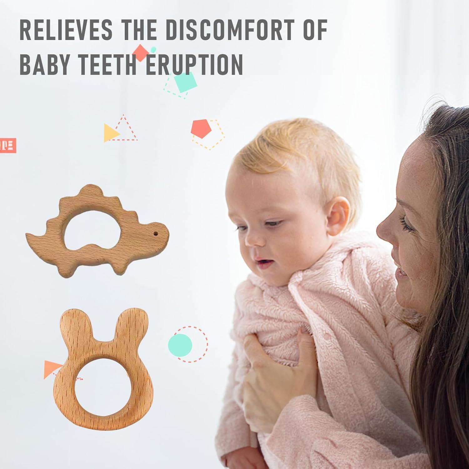 Set de 12 Mordedores de Madera Natural para Bebés