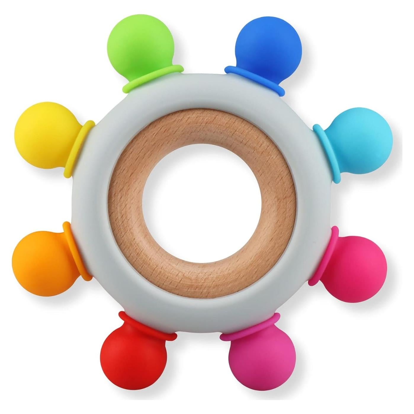 Mordedor de Silicona y Madera Kalovin Arcoíris 14.5cm