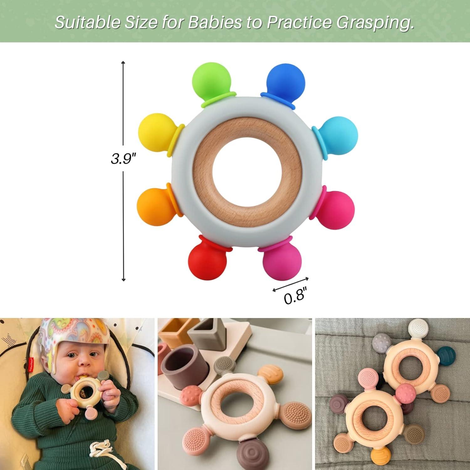 Mordedor de Silicona y Madera Kalovin Arcoíris 14.5cm