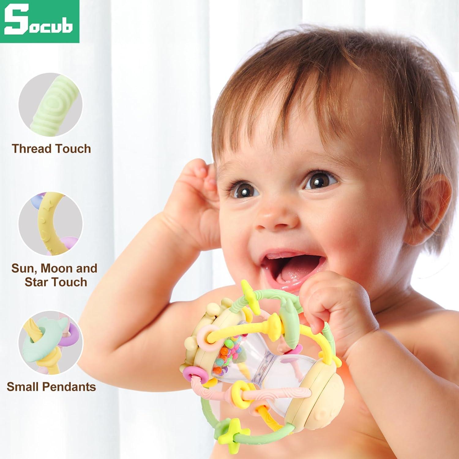 Juguete Sensorial para Bebés Socub Beige - Mordedor y Sonajero