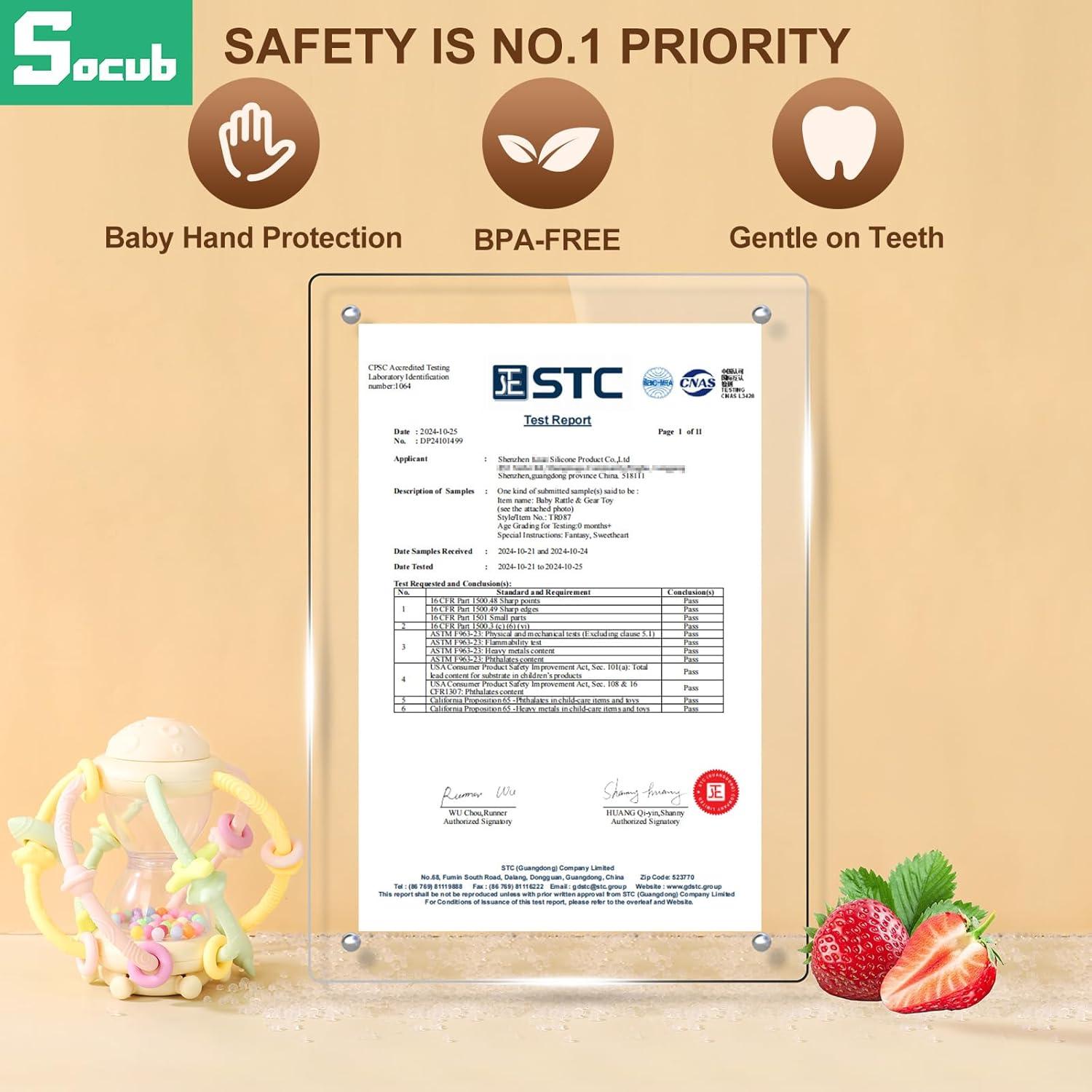 Juguete Sensorial para Bebés Socub Beige - Mordedor y Sonajero