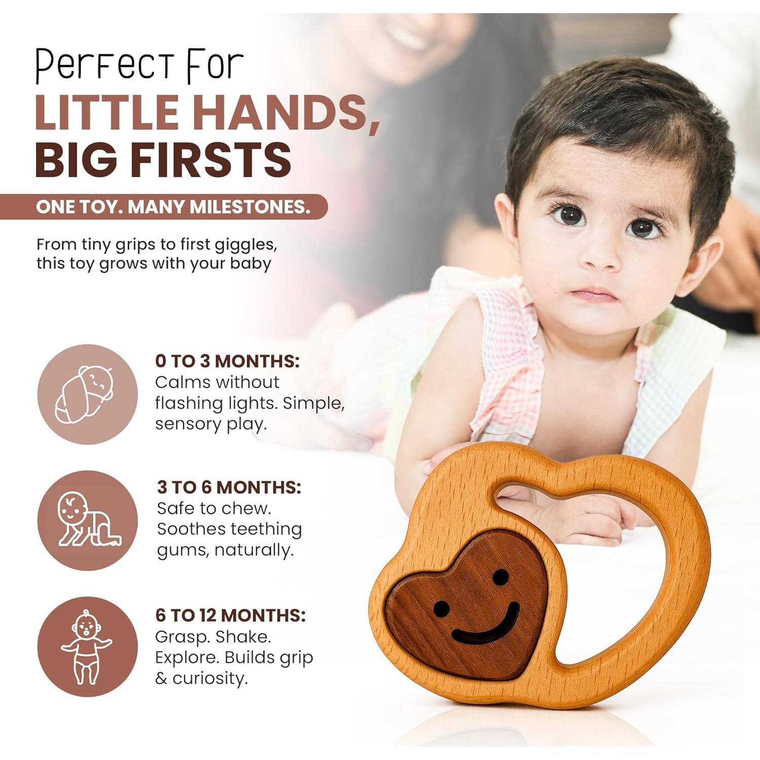 Juguete de Madera Natural para Dentición HippoToys 0-6 Meses