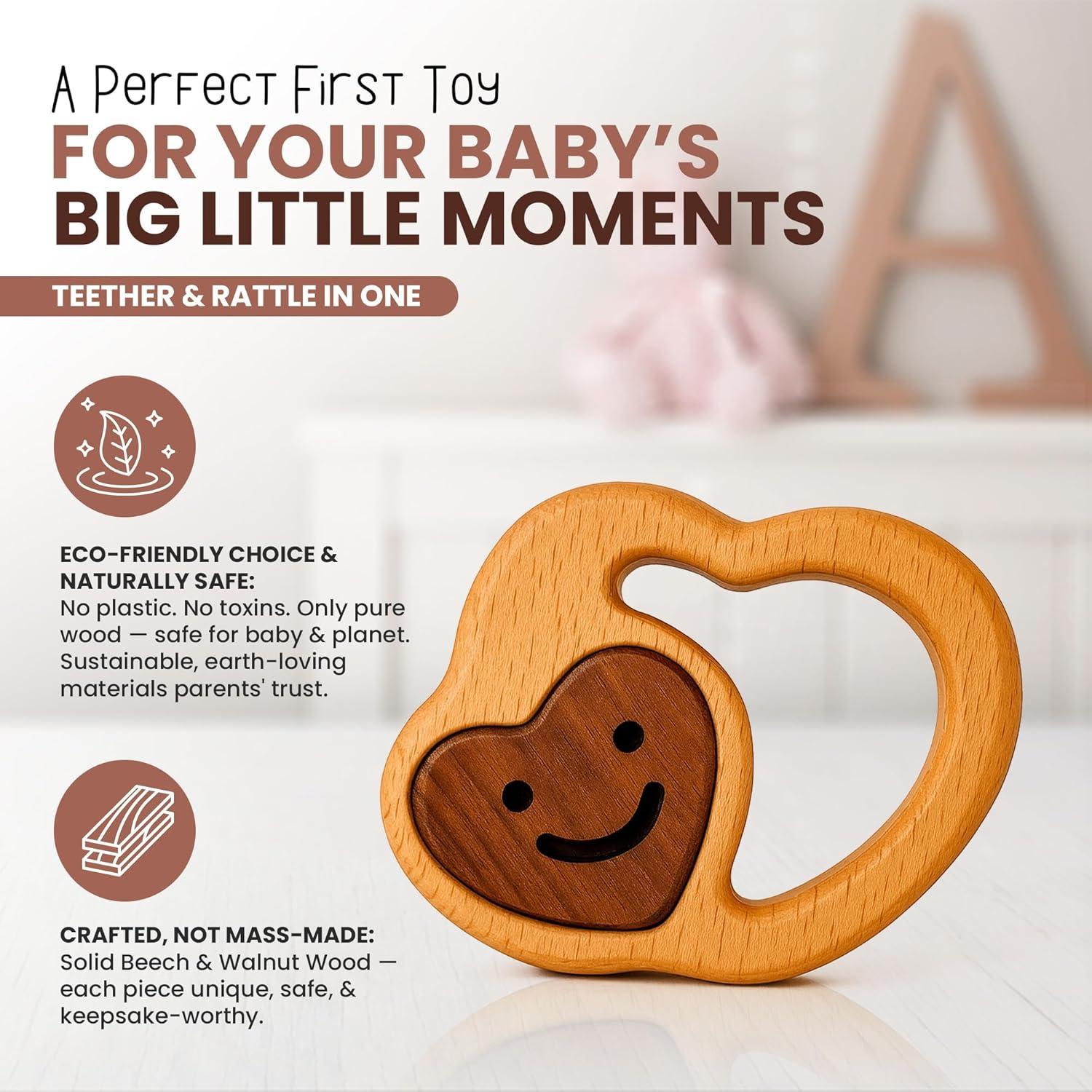 Juguete de Madera Natural para Dentición HippoToys 0-6 Meses