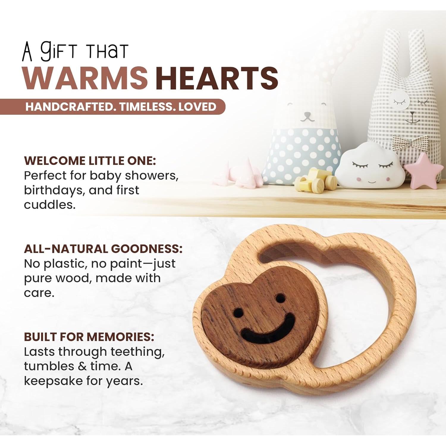 Juguete de Madera Natural para Dentición HippoToys 0-6 Meses