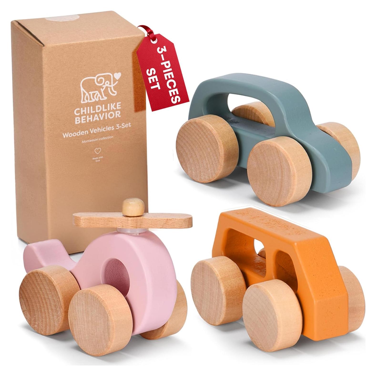 Coches de Madera para Niños Comportamiento Infantil - Juego de 3