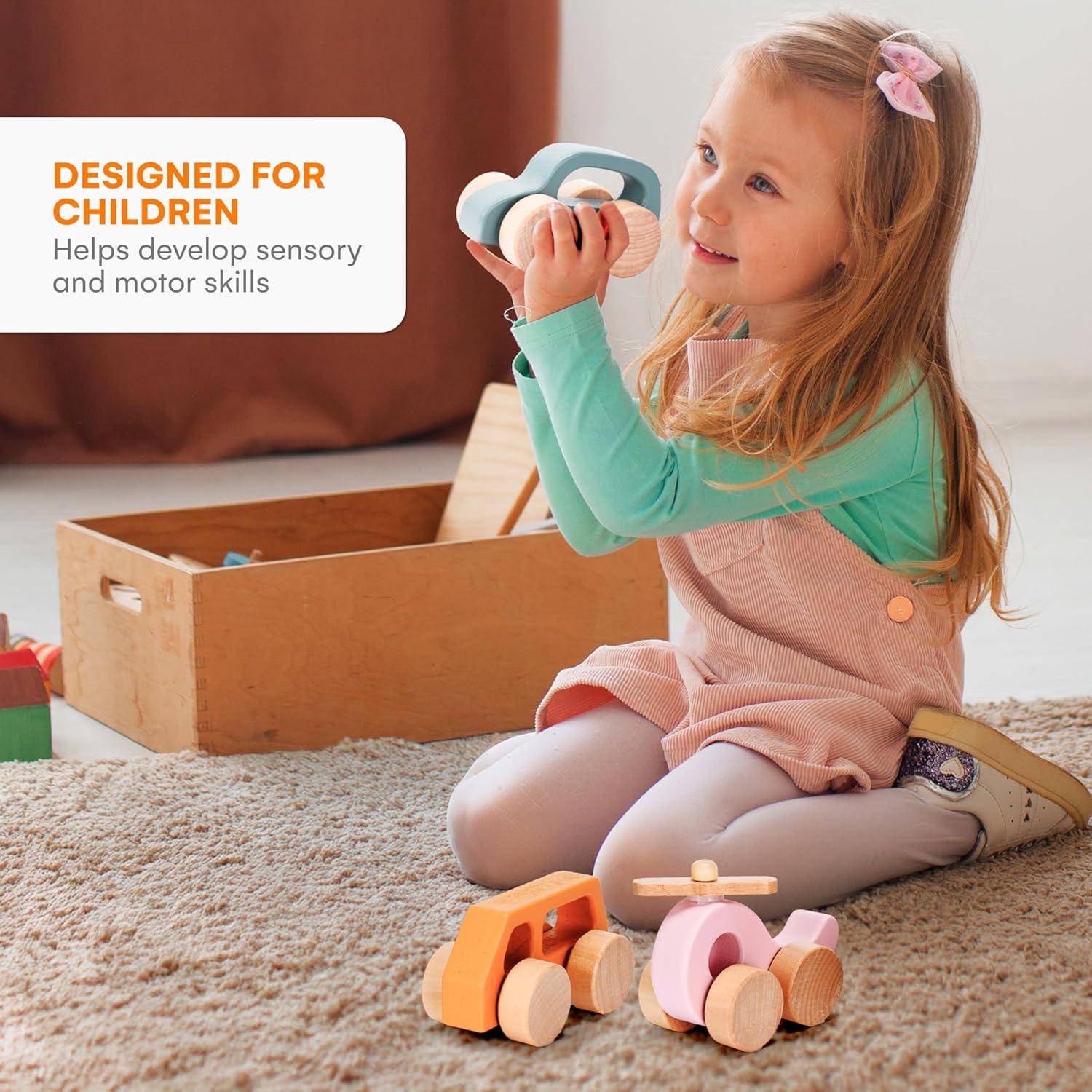 Coches de Madera para Niños Comportamiento Infantil - Juego de 3