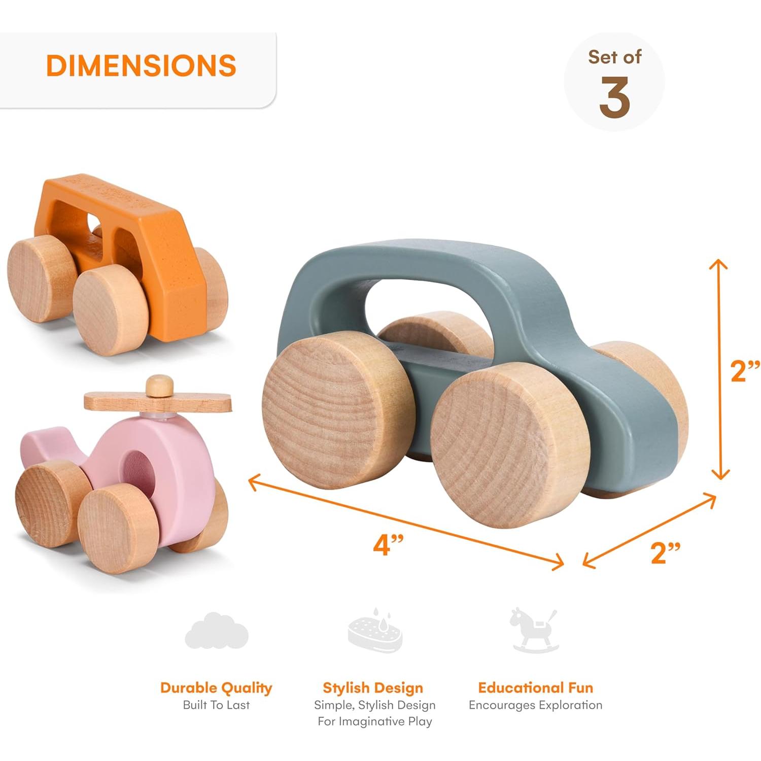 Coches de Madera para Niños Comportamiento Infantil - Juego de 3