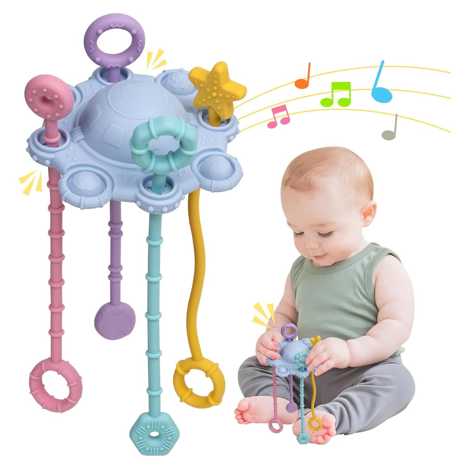 Juguete Montessori de Tirar ETETOO - Silicona Alimentaria Azul