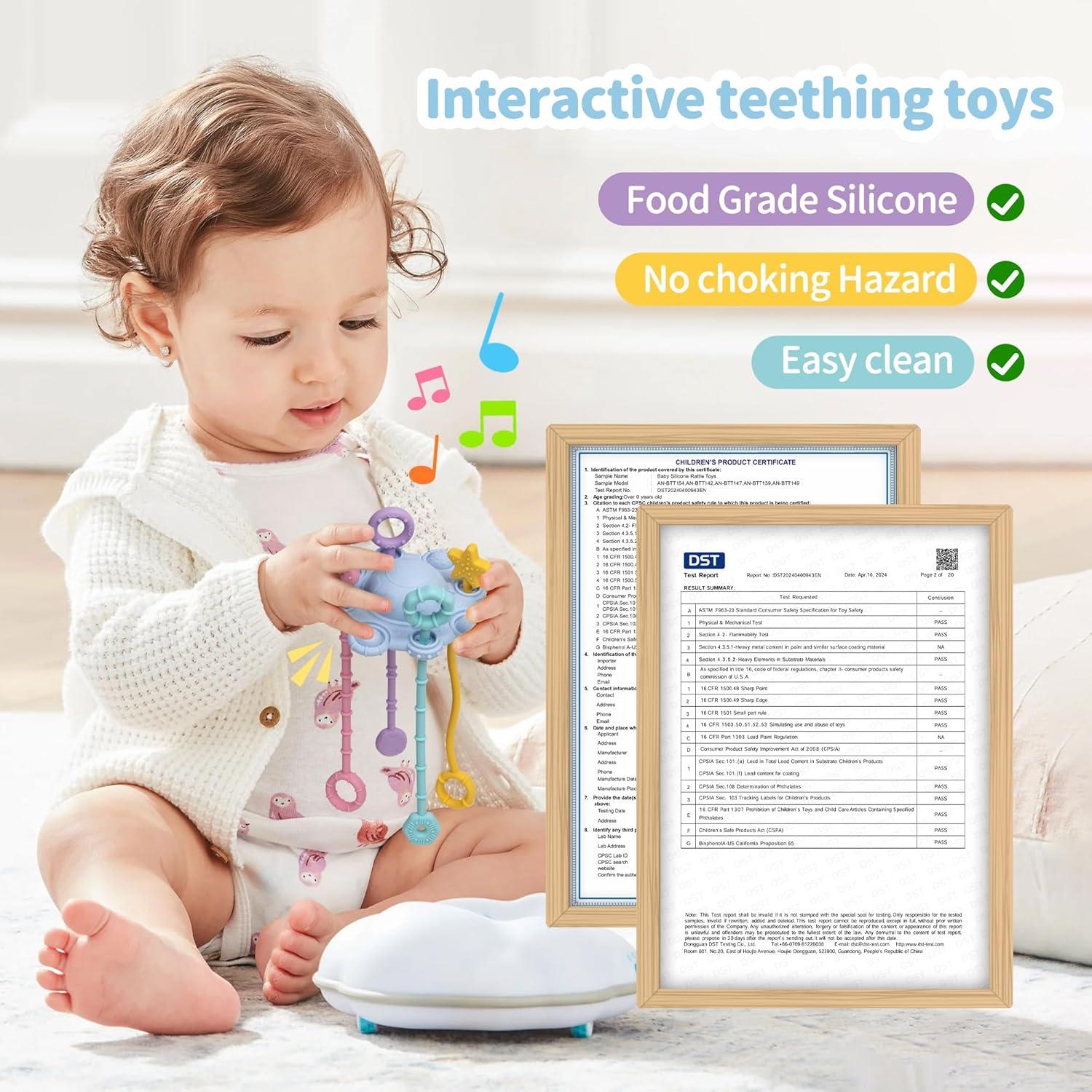 Juguete Montessori de Tirar ETETOO - Silicona Alimentaria Azul