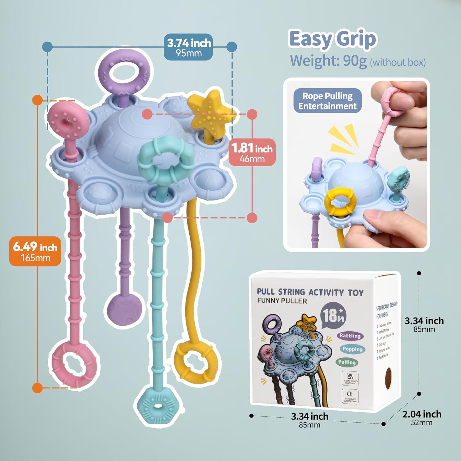 Juguete Montessori de Tirar ETETOO - Silicona Alimentaria Azul