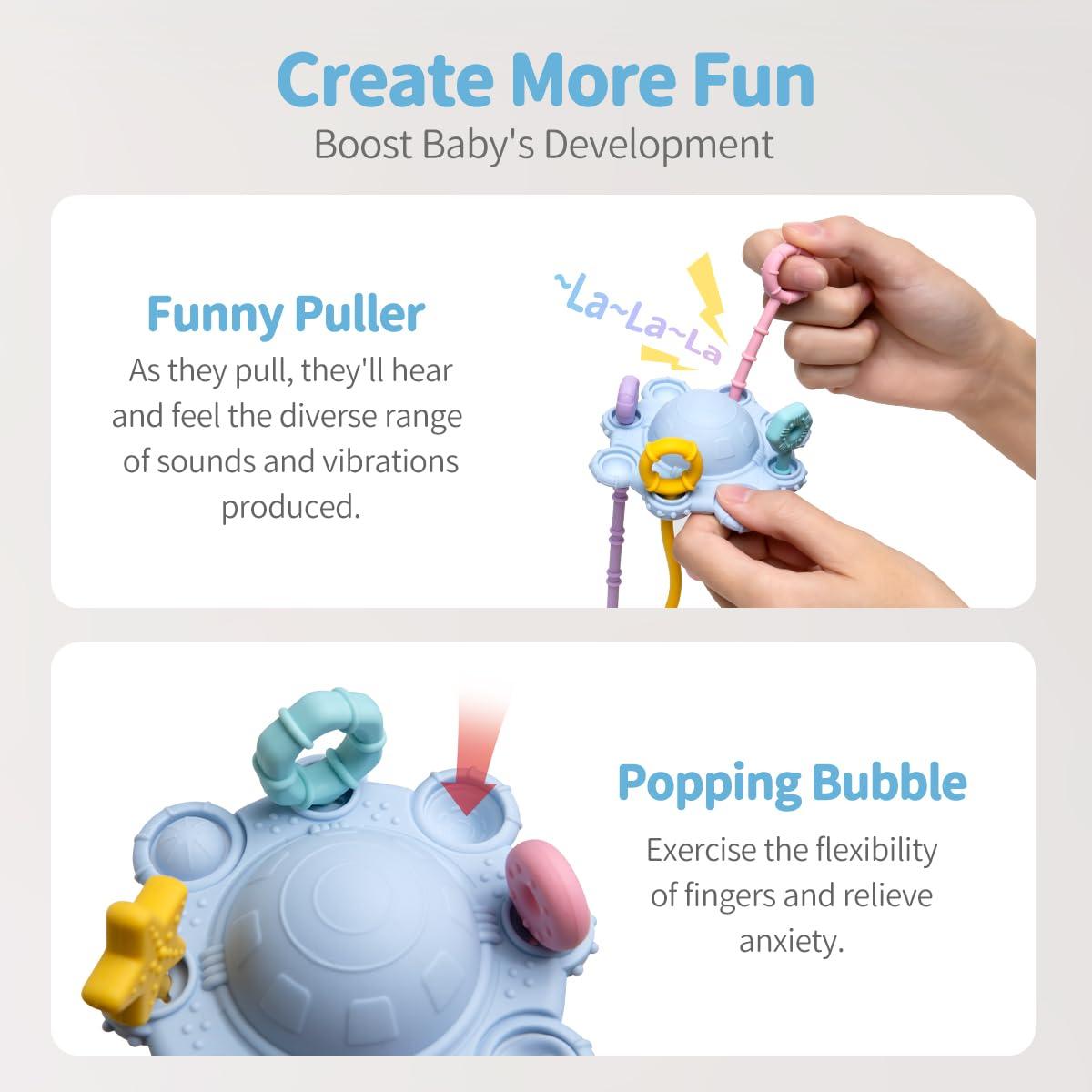 Juguete Montessori de Tirar ETETOO - Silicona Alimentaria Azul