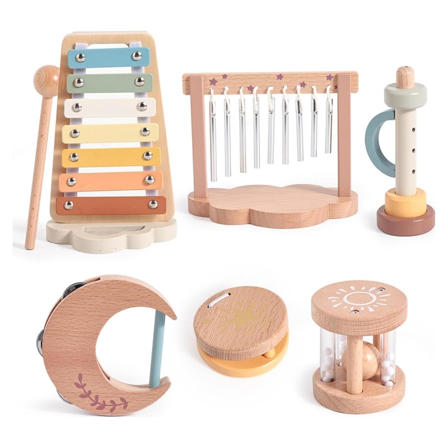 Set de Instrumentos Musicales Montessori Smartwo - Juguetes de Madera para Bebés 18+ Meses
