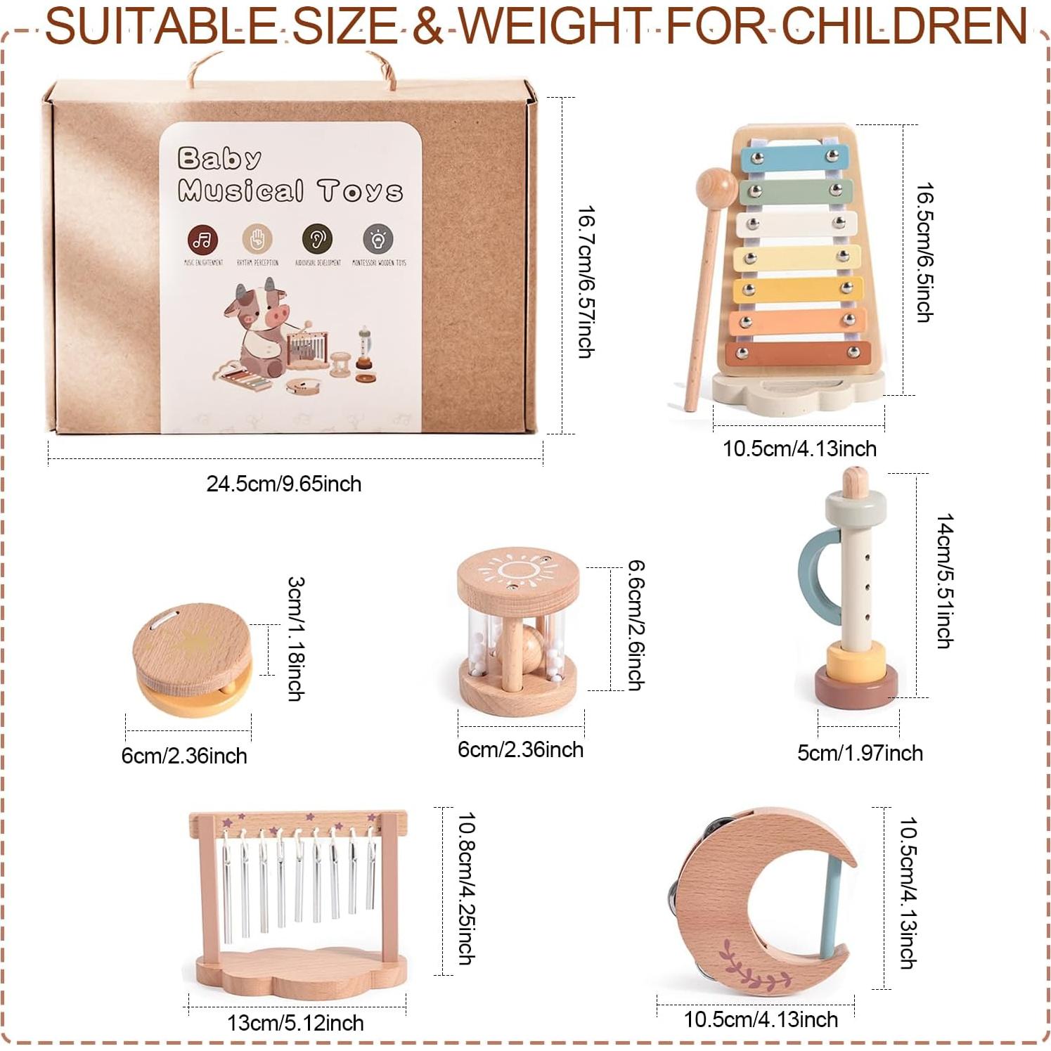 Set de Instrumentos Musicales Montessori Smartwo - Juguetes de Madera para Bebés 18+ Meses