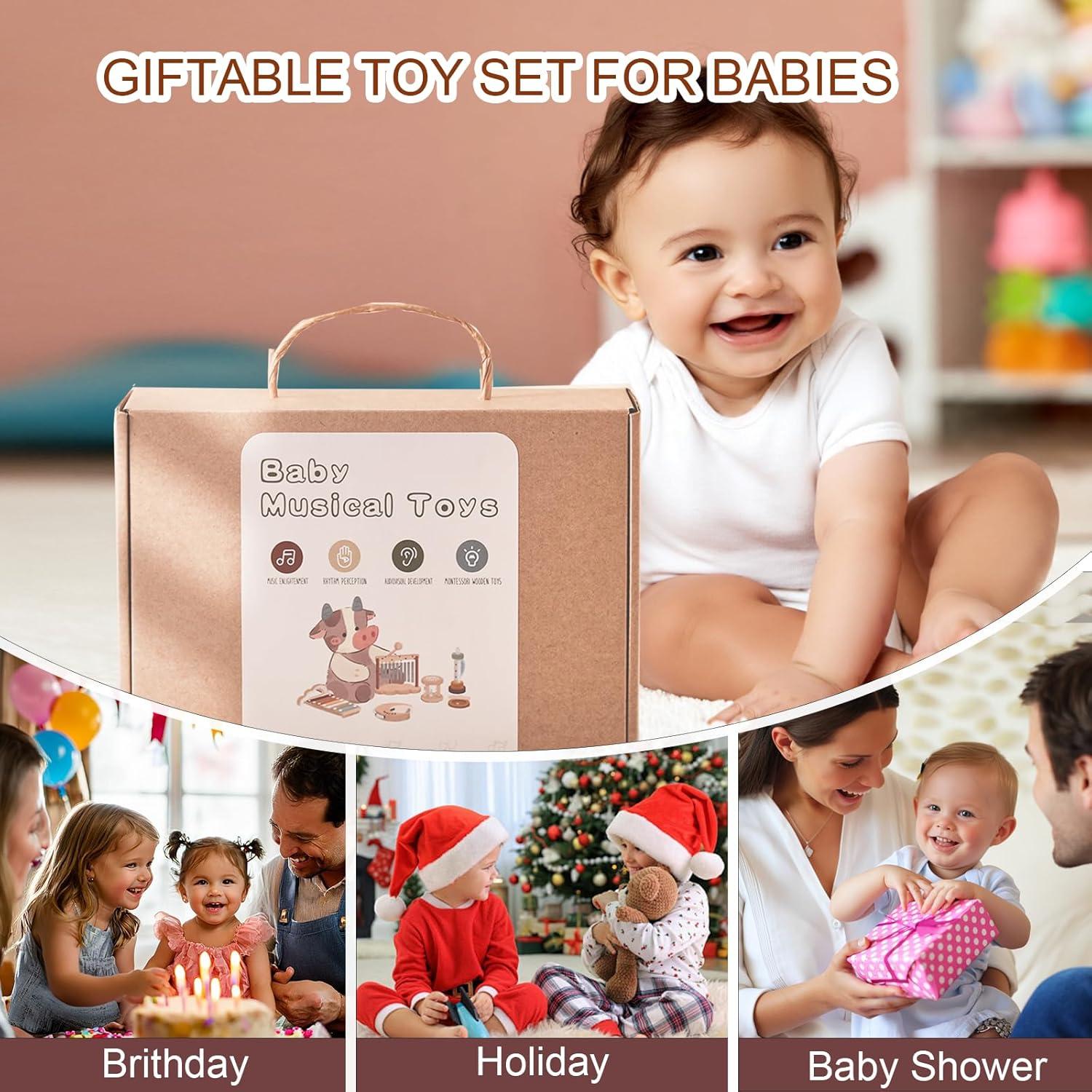 Set de Instrumentos Musicales Montessori Smartwo - Juguetes de Madera para Bebés 18+ Meses