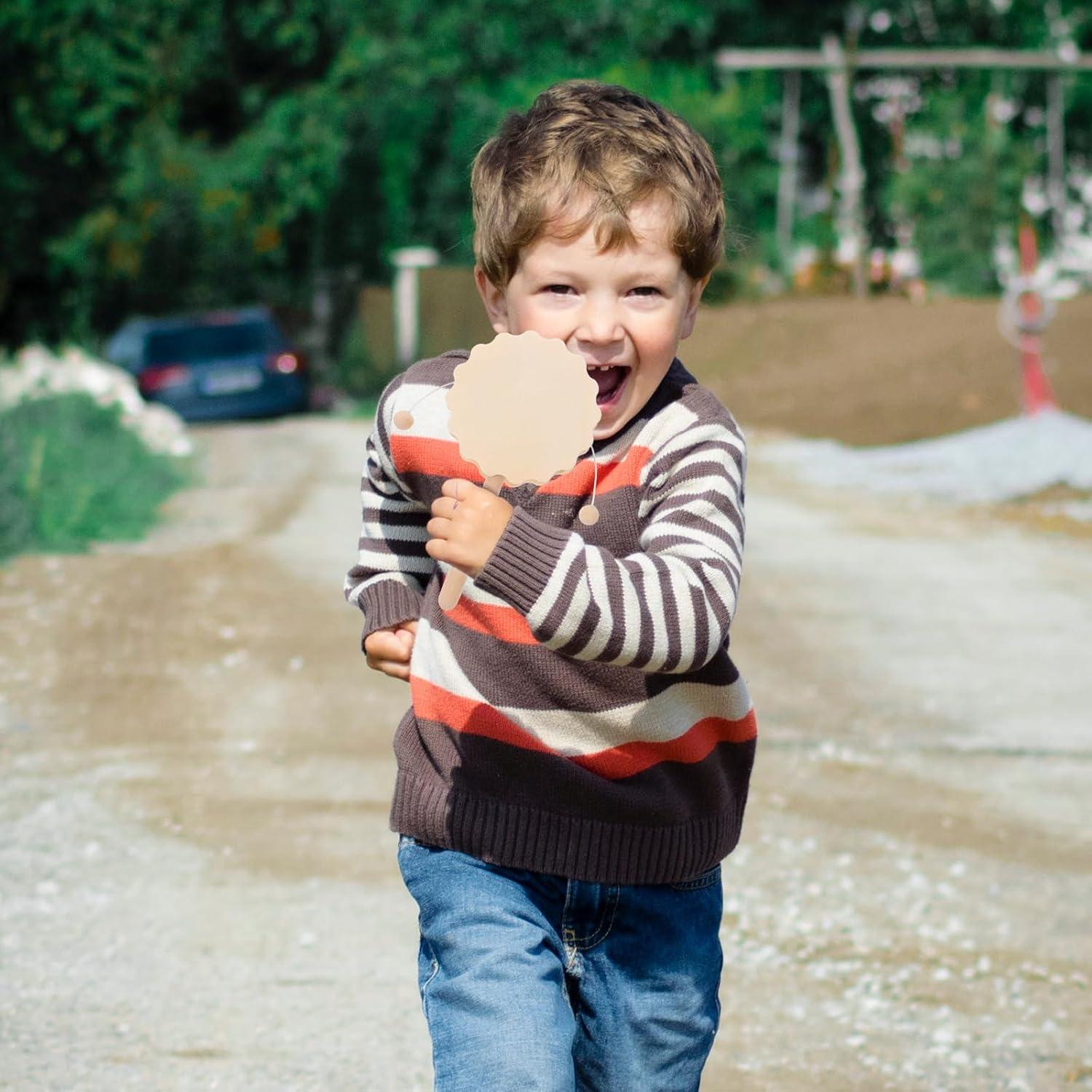 4 Tambores Sonajeros de Madera Sin Pintar Ciieeo 17x9cm