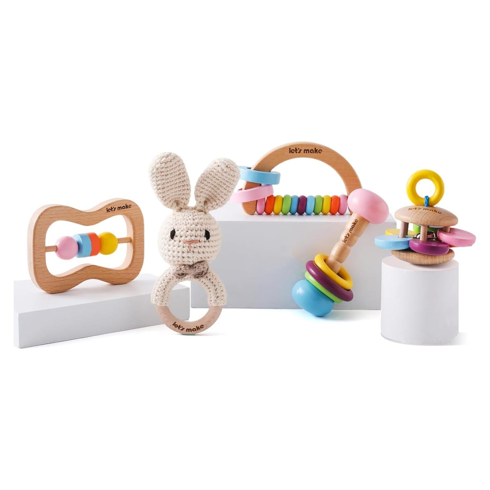 Set de Sonajeros de Madera Montessori Let's Make 5 Piezas