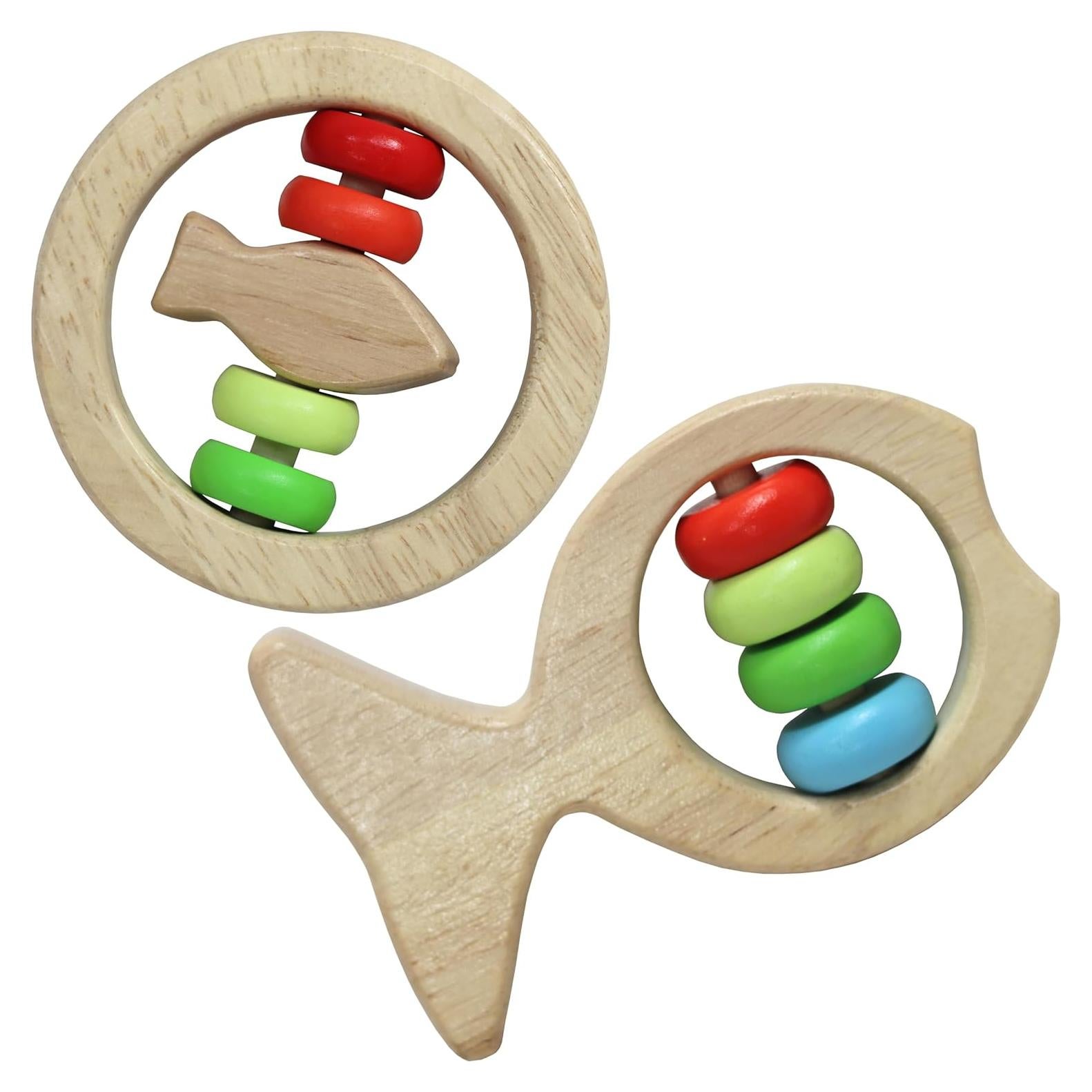 Juego de Sonajero de Pescado de Madera 2pk - La Aventura Te Espera!