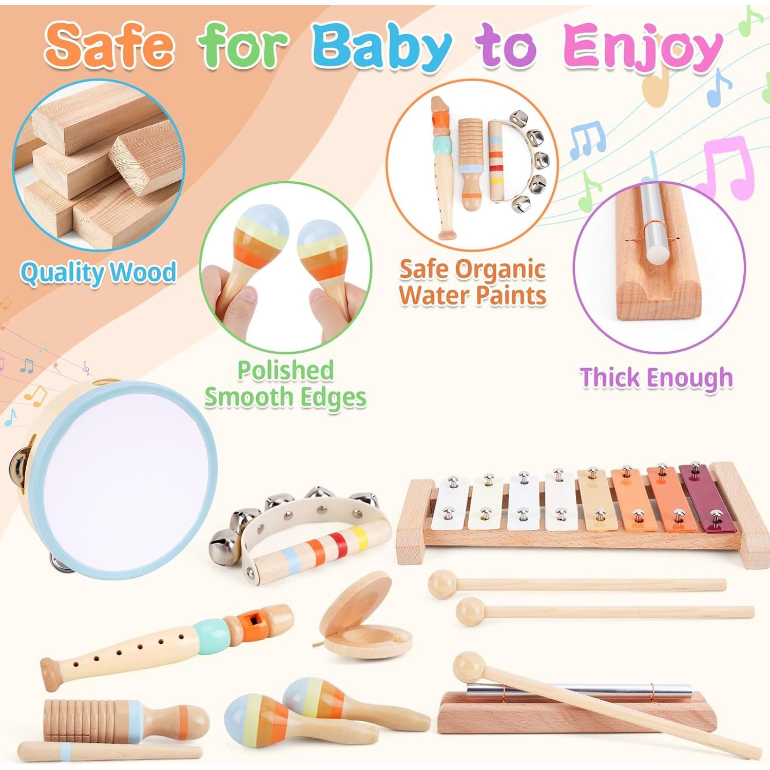 Instrumentos Musicales de Madera ATOYUS para Niños 1-3 Años
