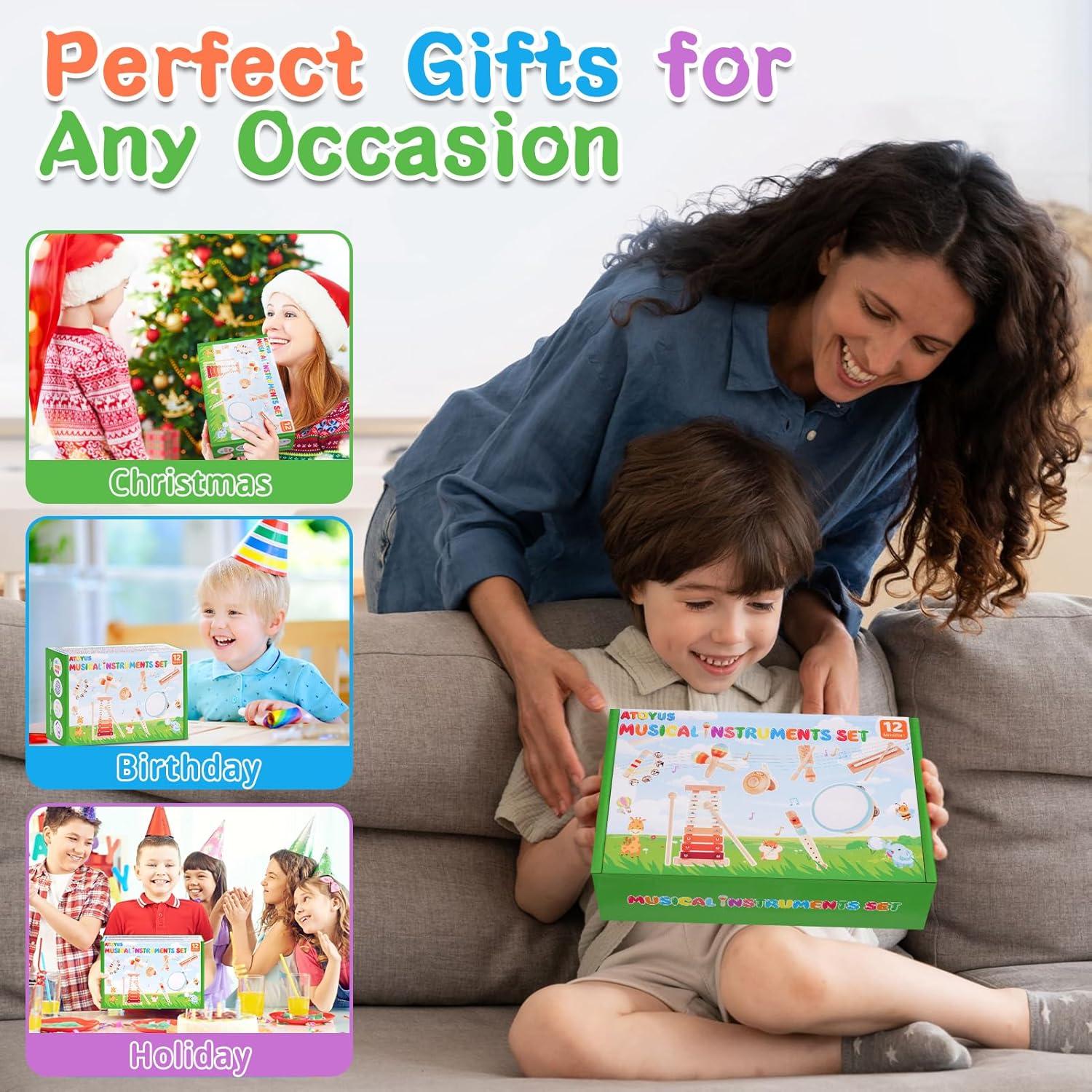 Instrumentos Musicales de Madera ATOYUS para Niños 1-3 Años