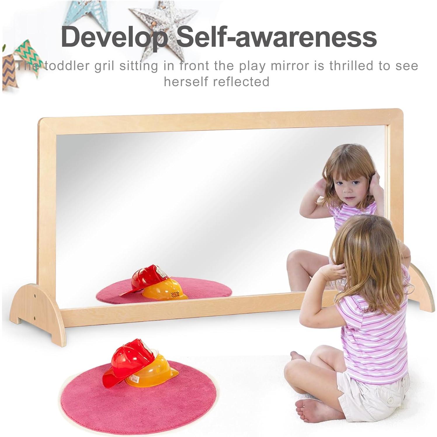 Espejo Montessori KRAND con Barra de Seguridad 115.8x57.9cm