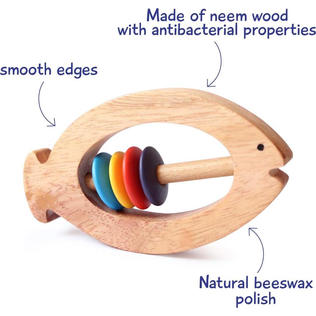 Combo Juguetes Sensoriales Shumee: Sonajero Mordedor y Trompo