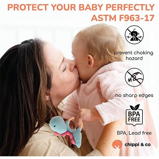 Sonajero de Madera Chippi & Co Doodoo Dinosaurio Azul