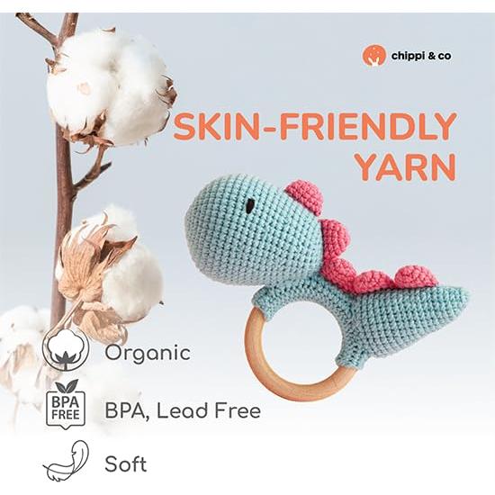 Sonajero de Madera Chippi & Co Doodoo Dinosaurio Azul