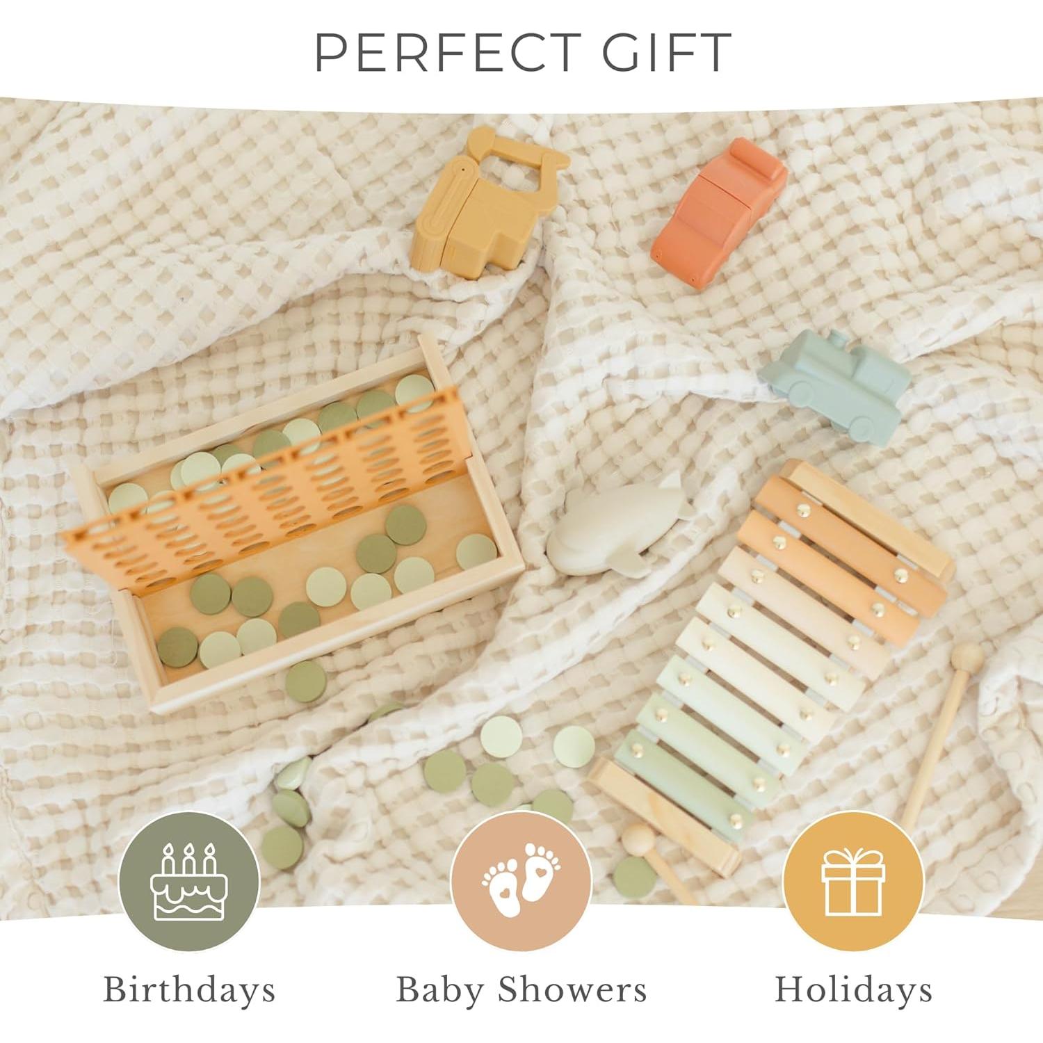 Xylophone, Montessori Musical Toy for Toddlers and Young Kids with a Modern Boho Aesthetic, Perfect in a Nursery, Playroom or as a Gender Neutral Baby and Birthday Gift