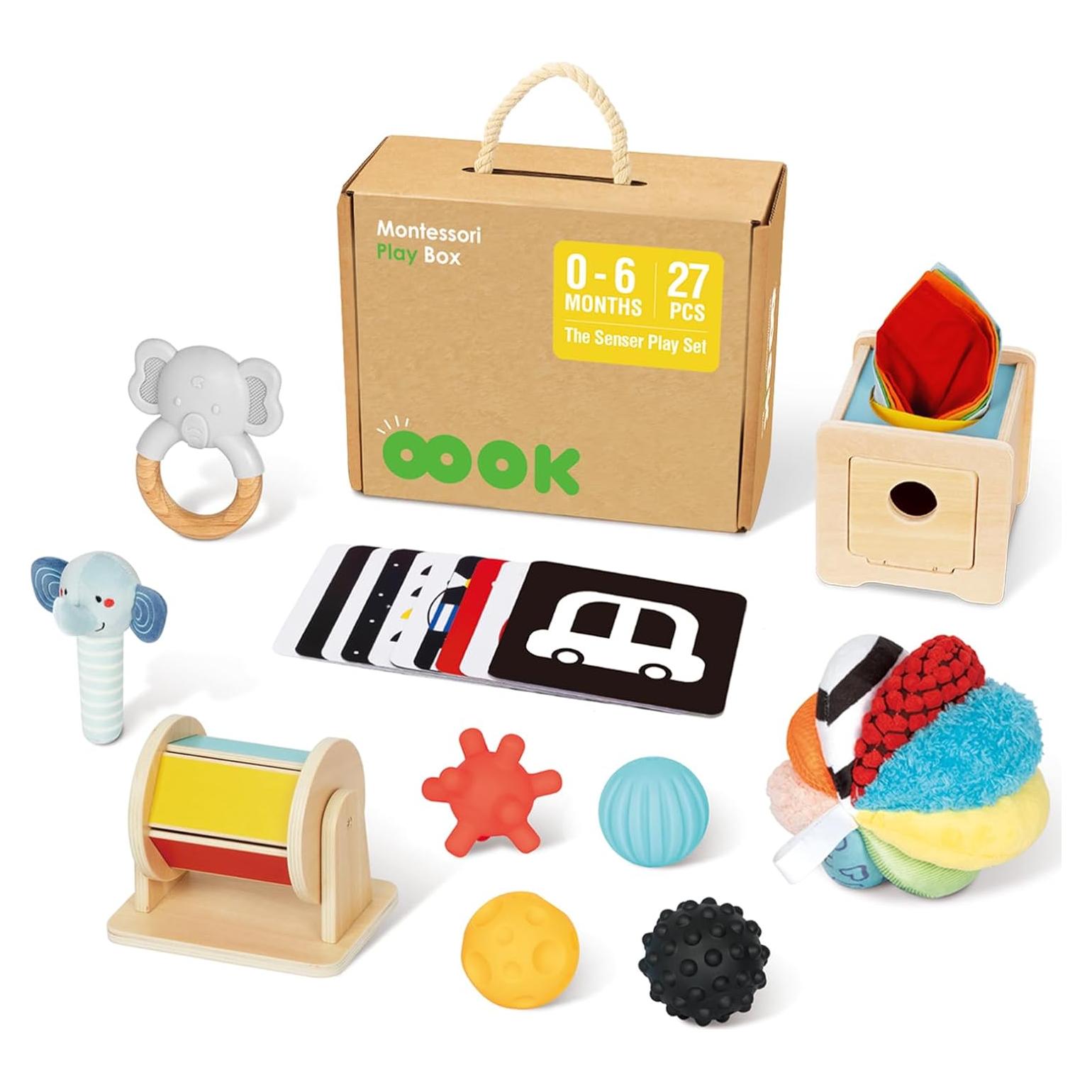 Set de Juguetes Montessori OOOK 0-6 Meses - 7 en 1 para Bebés