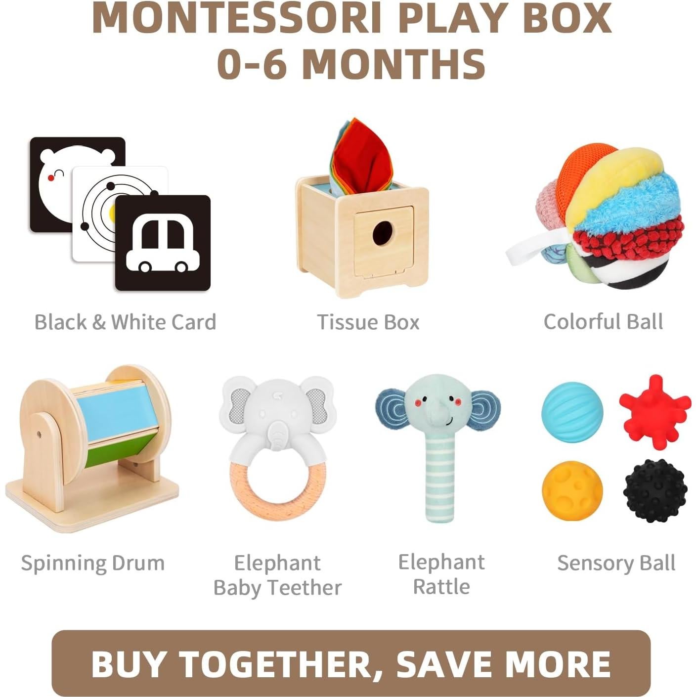 Set de Juguetes Montessori OOOK 0-6 Meses - 7 en 1 para Bebés