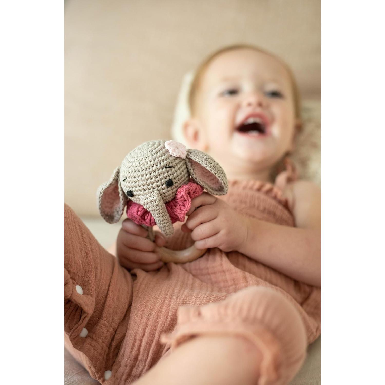 Sonajero de Madera Elefante SHUXIN - Juguete Sensorial Bebé 0-6 Meses