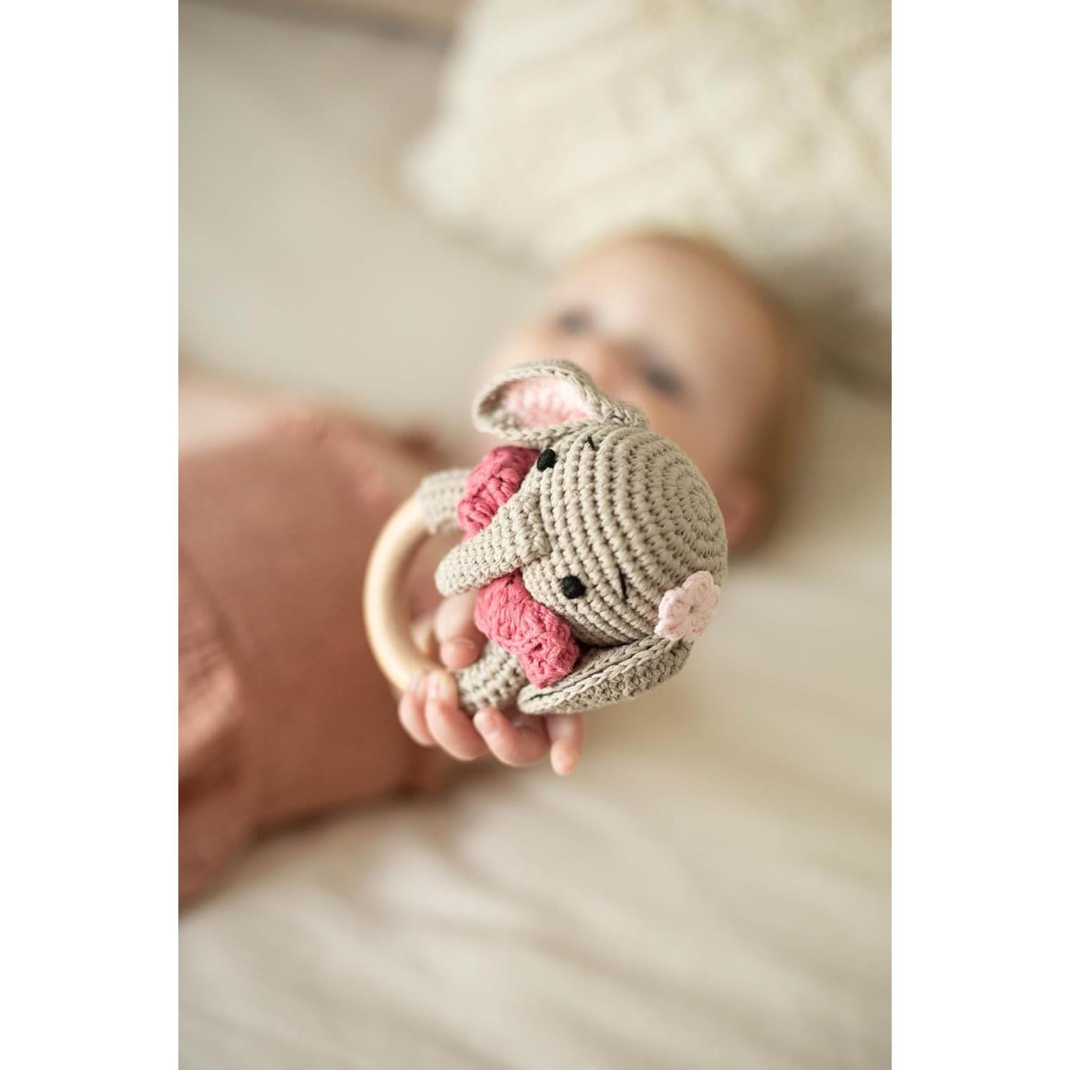 Sonajero de Madera Elefante SHUXIN - Juguete Sensorial Bebé 0-6 Meses