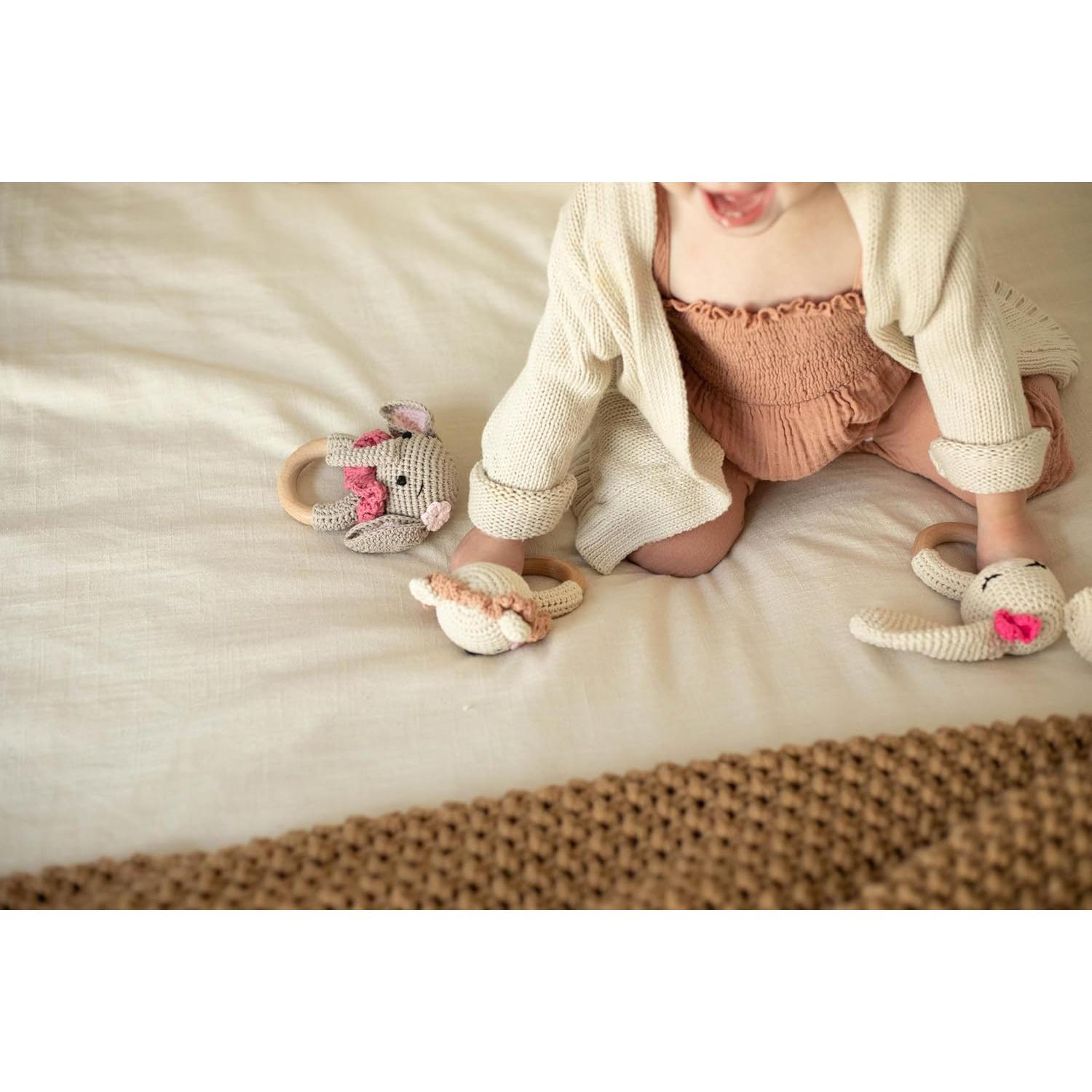 Sonajero de Madera Elefante SHUXIN - Juguete Sensorial Bebé 0-6 Meses