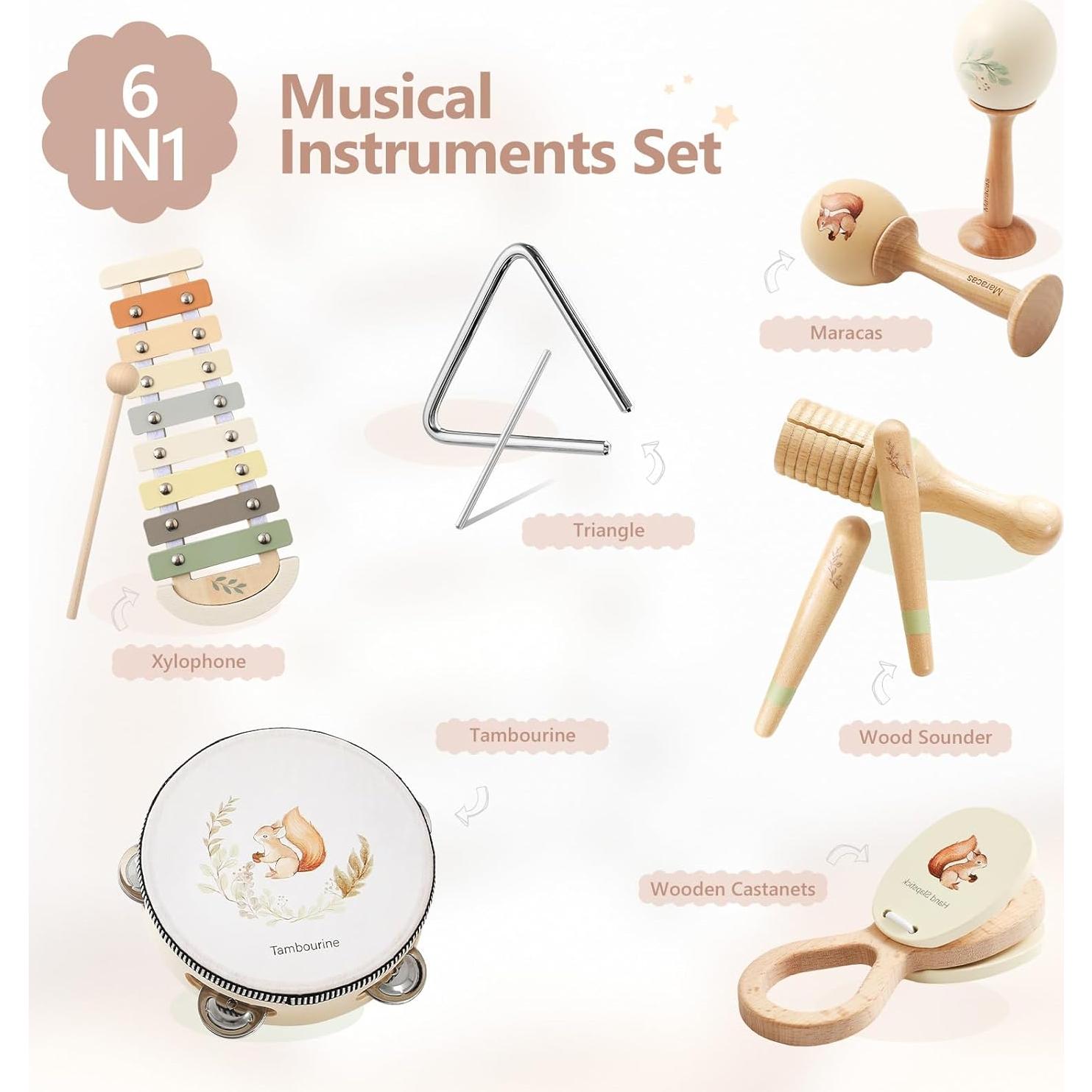 Juego de Instrumentos Musicales Montessori Etucdose 6 Piezas