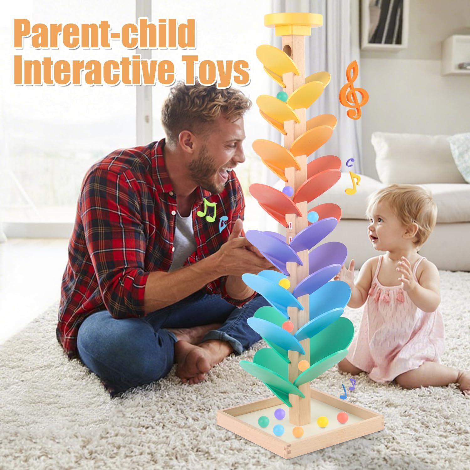 Carrera de Canicas de Madera Receka para Niños 3-8 Años