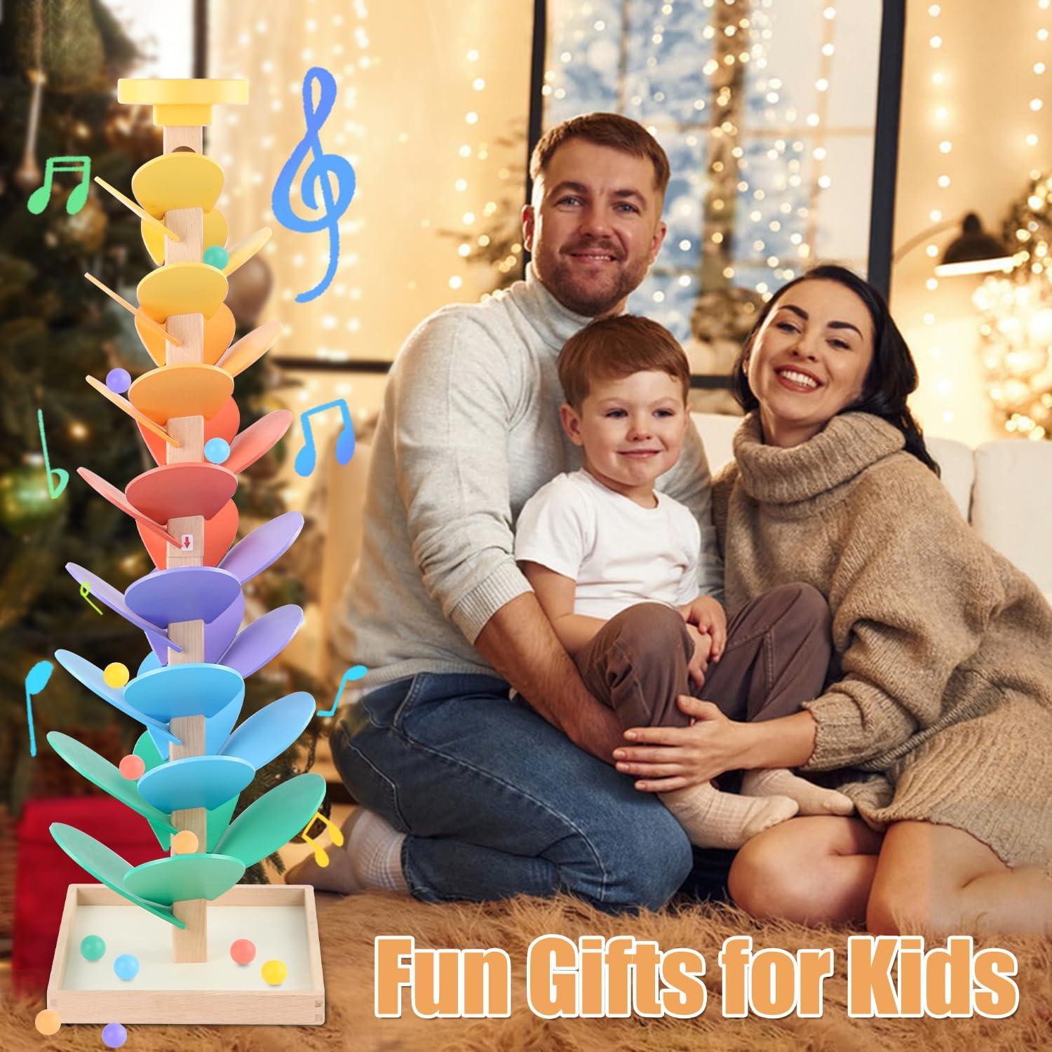 Carrera de Canicas de Madera Receka para Niños 3-8 Años