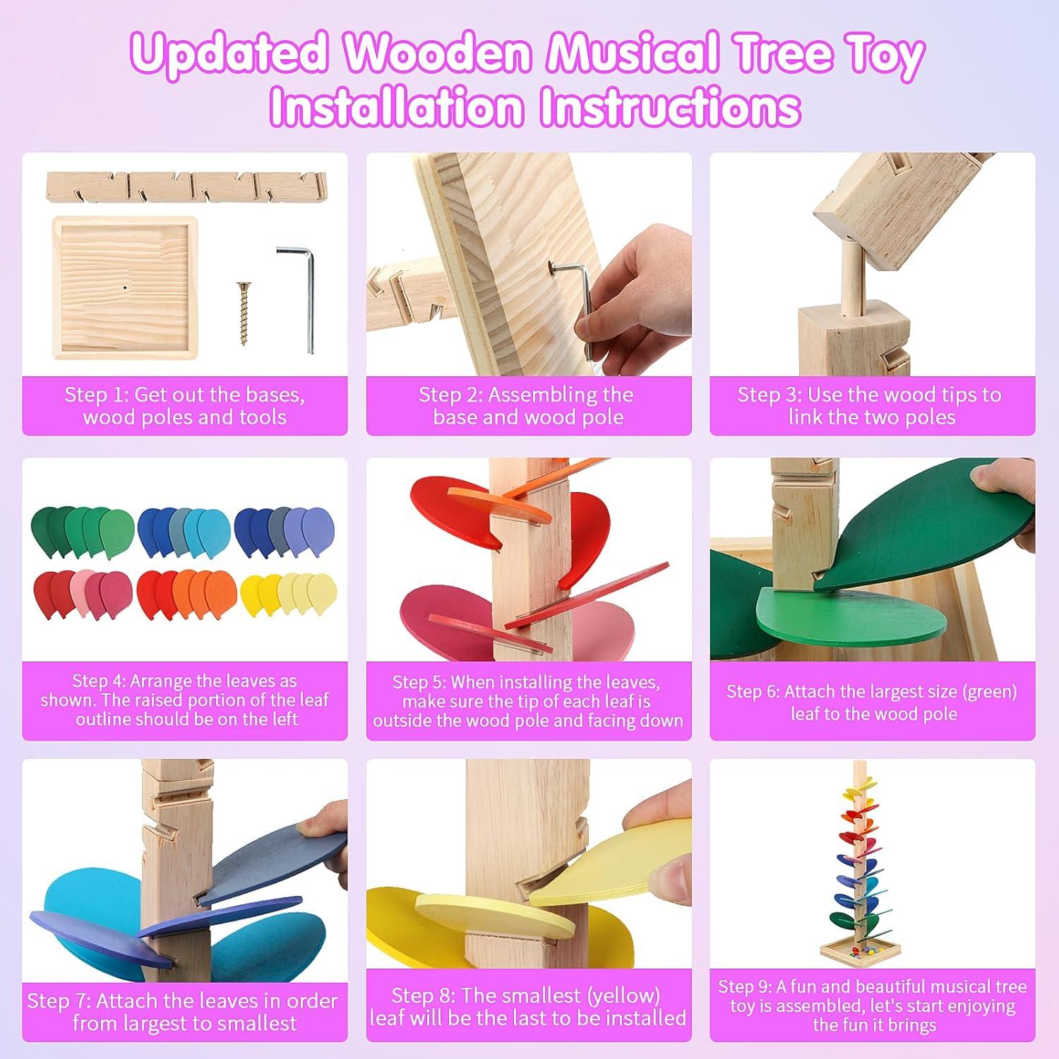 Juguete de Canicas de Madera DIPALENT Árbol Musical 72.5cm