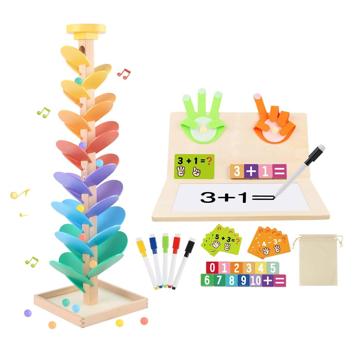 Juego de Carrera de Canicas de Madera para Niños 4-8 Años